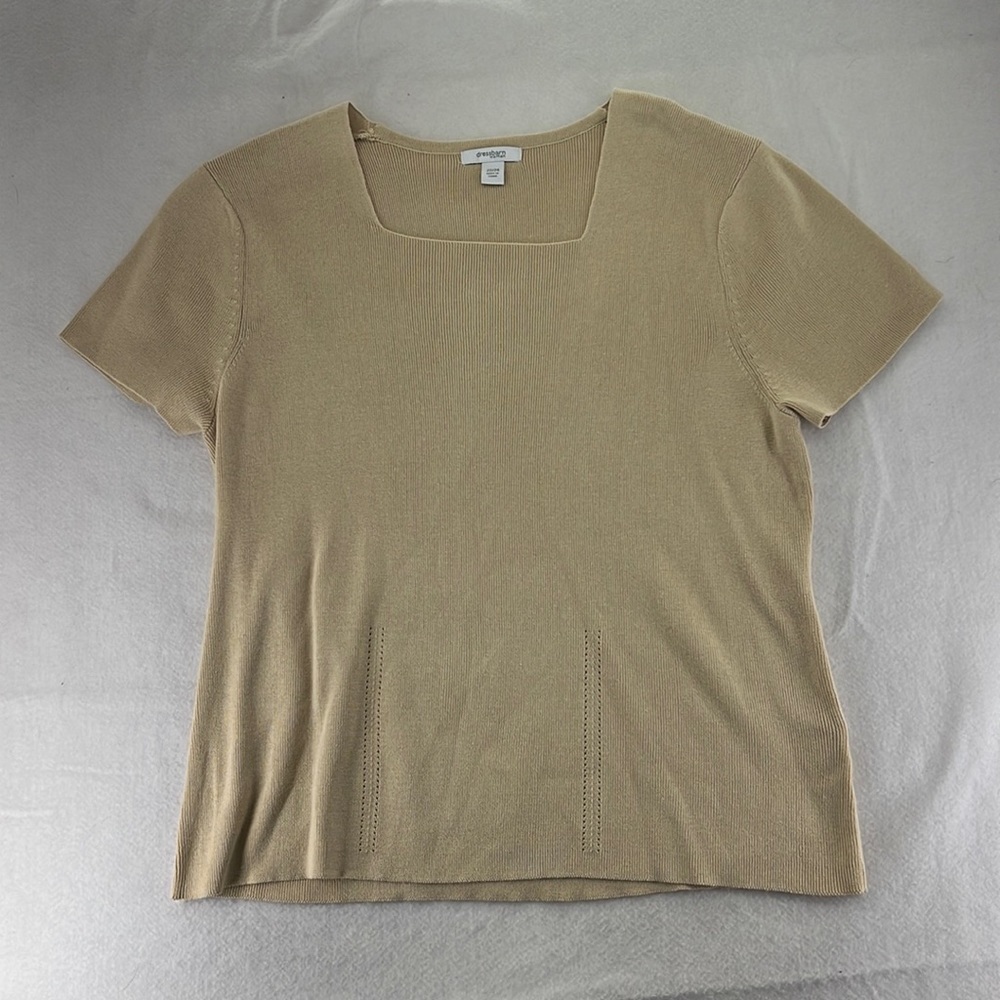Dressbarn Short Sleeve Shirt Blouse Tan Womens Size 22 24